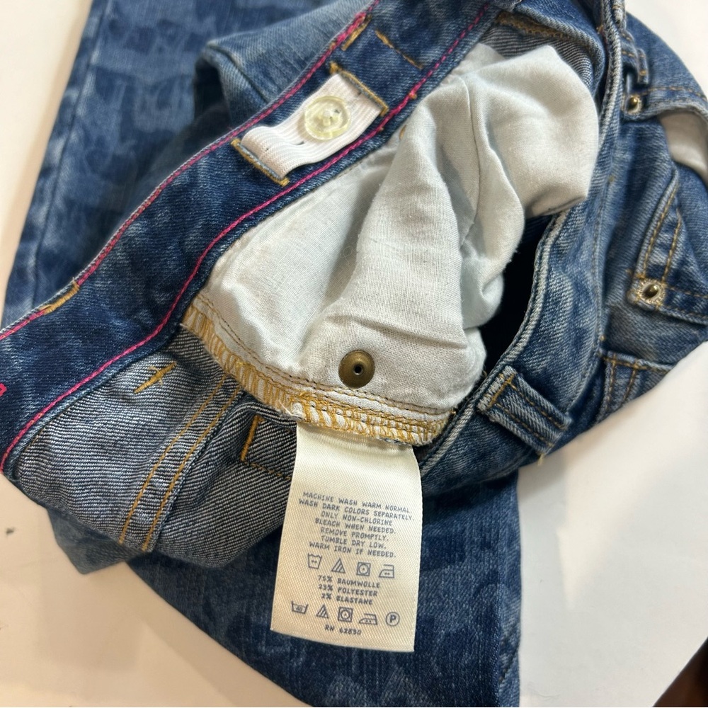 Lands End Dark Blue Denim Horse Print Skinny Jeans Girls Size 8 - Picture 5 of 12